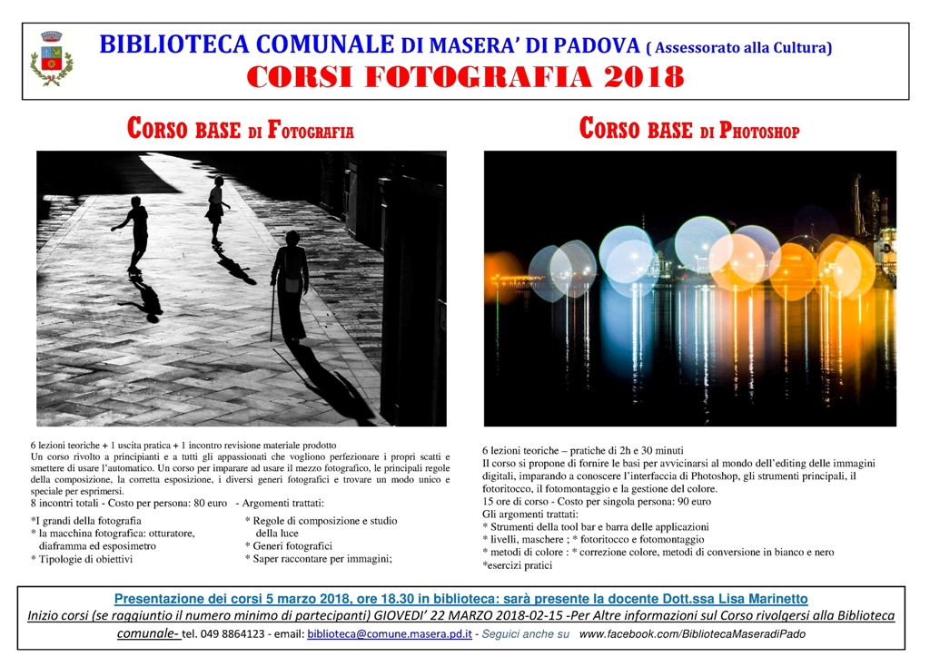 Corsi di Fotografia 2018