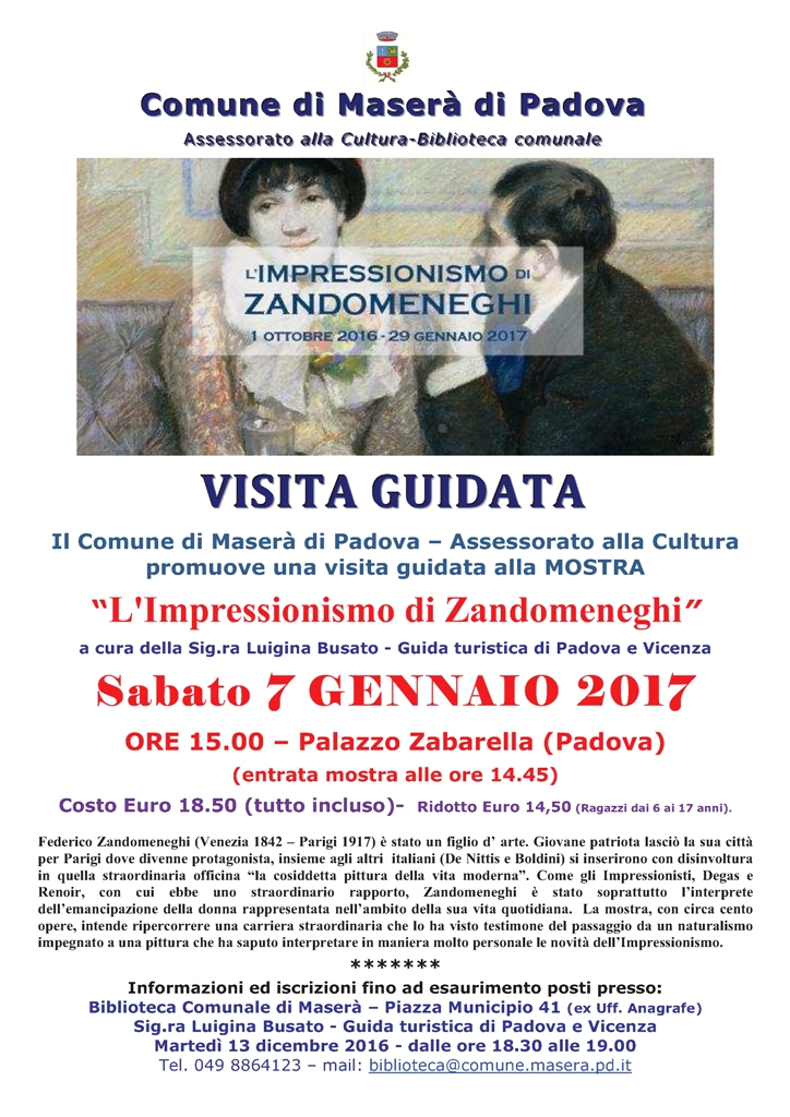 7 gennaio 2017 - Visita guidata alla Mostra di Federico Zandomeneghi